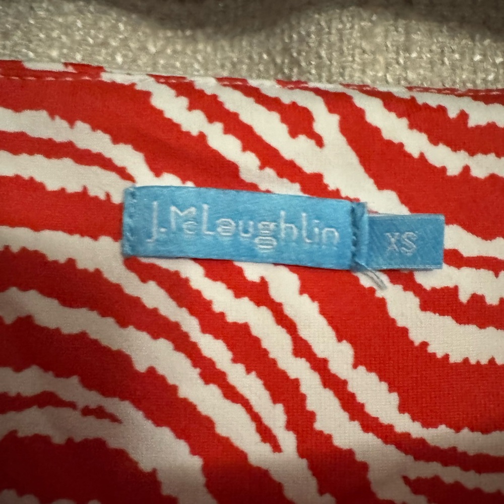 J. McLaughlin Red and White Long Sleeve Dress - Picture 3 of 4